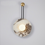 Бра круглое с каменным основанием и плафоном из стекла в форме шара Shaw Marble Lighting варинант исполнения - 1 | Loft Concept в Костроме