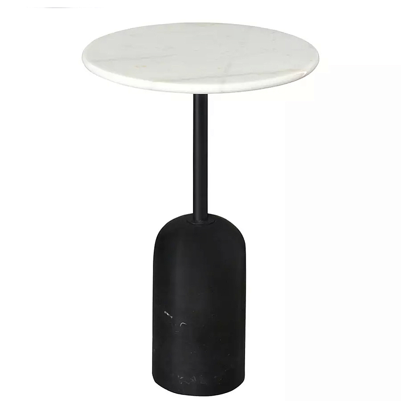 Кофейный столик с белой мраморной столешницей на черном основании Tall Coffee Black and White Table Белый Черный Кофейный столик с белой мраморной столешницей на черном основании Tall Coffee Black and White Table Белый Черный в Костроме | Loft Concept