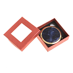 Зеркало карманное круглое двухстороннее из натурального камня Содалит в подарочной упаковке Gold Stone Mirrors варинант исполнения - 3 | Loft Concept в Костроме