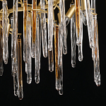 Люстра линейная золотого цвета с декоративными ветвями и длинными стеклянными подвесками в форме сосулек Droplet Chandelier варинант исполнения - 5 | Loft Concept в Костроме