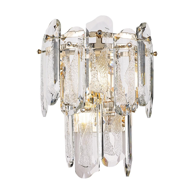 Бра с хрустальными овальными подвесками Harmonica Золотой Прозрачный в Костроме | Loft Concept 