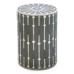 Приставной круглый столик с инкрустацией Mandika Bone Inlay Gray варинант исполнения - 2 | Loft Concept в Костроме