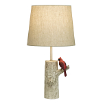 Настольная лампа с тканевым абажуром и основанием в виде птицы на дереве Simurq варинант исполнения - 1 | Loft Concept в Костроме