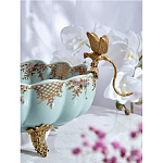 Чаша из голубого фарфора на бронзовых ножках с рисунком цветов и фигурками стрекоз Blue Garden варинант исполнения - 6 | Loft Concept в Костроме