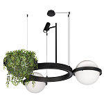 Подвесной светильник с 2-мя шарообразными плафонами и цилиндрическим спотом Light of Еyes варинант исполнения - 6 | Loft Concept в Костроме