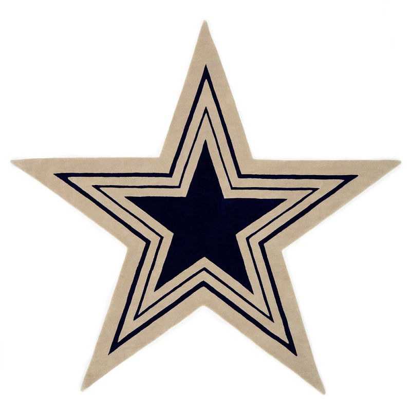 Дизайнерский ковер в виде звезды Poltronova Tappeto Stella Grey Navy Blue Rug Бежево-серый Темно-синий в Костроме | Loft Concept 