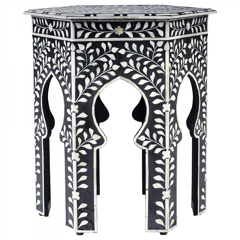 Табурет Inlaid Bone East Черный Белый Табурет Inlaid Bone East Черный Белый в Костроме | Loft Concept