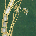 Обои ручная роспись Bamboo Golden on Edo Green India tea paper варинант исполнения - 2 | Loft Concept в Костроме