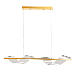 Люстра линейная золотистого цвета с двумя прозрачными волнистыми элементами Wave Line варинант исполнения - 2 | Loft Concept в Костроме