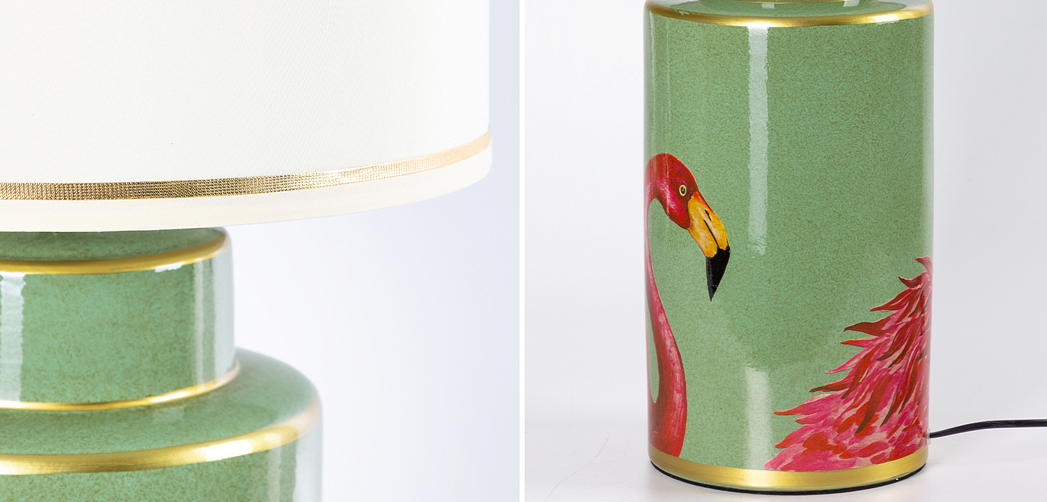 Настольная лампа Flamingos Green Lampshade Настольная лампа Flamingos Green Lampshade - Loft-Concept в Костроме