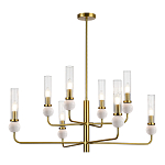 Люстра с 8-ю плафонами в форме стеклянных трубок и мраморных декоративных элементов Montreal варинант исполнения - 7 | Loft Concept в Костроме