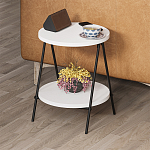 Стол приставной с 2-мя круглыми белыми столешницами ESSEL SIDE TABLE WHITE варинант исполнения - 8 | Loft Concept в Костроме