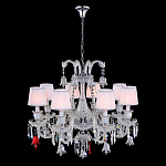 Люстра с 8-ю белыми текстильными абажурами и хрустальными подвесками Lustre Reverie варинант исполнения - 2 | Loft Concept в Костроме