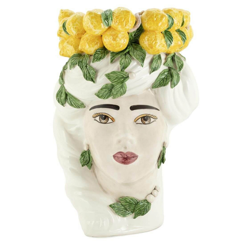 Ваза VASE LEMON HEAD LADY BIG Желтый Белый Ваза VASE LEMON HEAD LADY BIG Желтый Белый в Костроме | Loft Concept