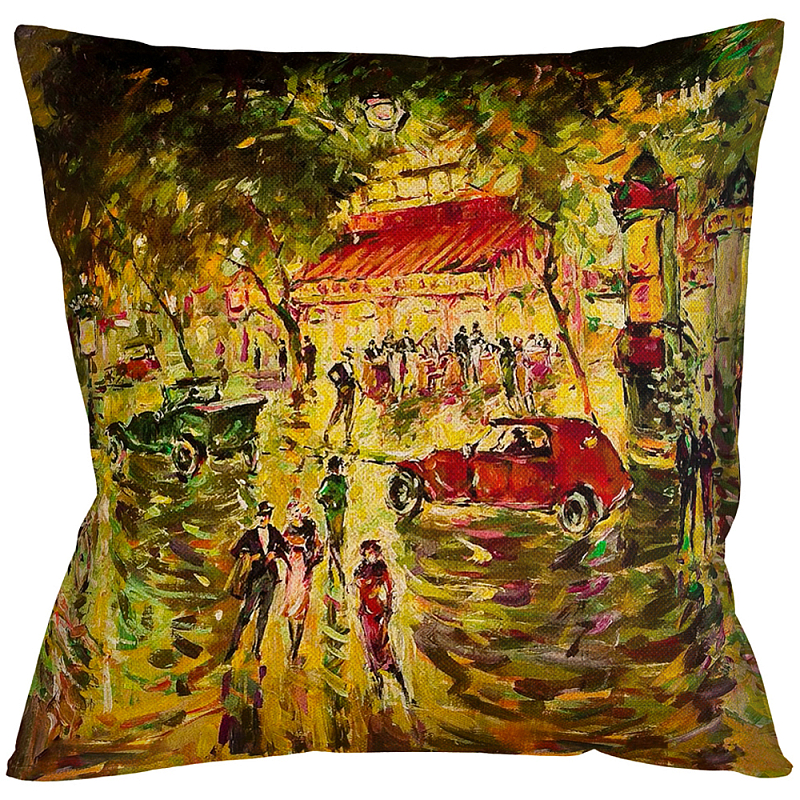 Подушка декоративная с цветным принтом Impressionism in Paris Мульти Бежевый Подушка декоративная с цветным принтом Impressionism in Paris Мульти Бежевый в Костроме | Loft Concept