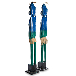Комплект из 2-х деревянных статуэток Asmat Statuettes Blue Green варинант исполнения - 5 | Loft Concept в Костроме