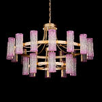 Люстра двухъярусная круглая с текстурными цилиндрическими плафонами Glimpse варинант исполнения - 1 | Loft Concept в Костроме