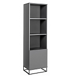 Стеллаж книжный цвета графит с 3-мя открытыми полками и дверкой Strict Lines варинант исполнения - 1 | Loft Concept в Костроме