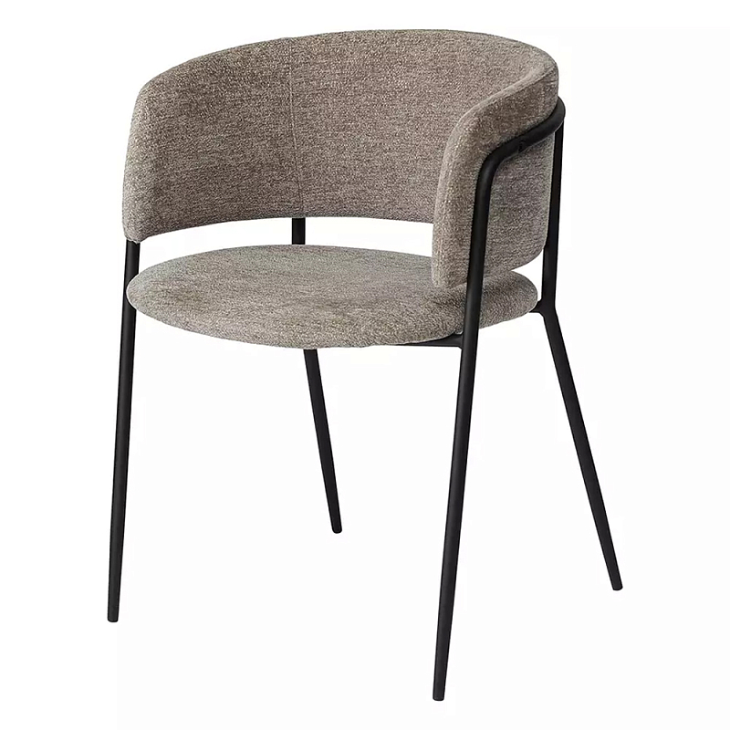 Стул полукруглый с каркасом из металла и мягким сиденьем и спинкой Soft Chenille Черный Капучино Стул полукруглый с каркасом из металла и мягким сиденьем и спинкой Soft Chenille Черный Капучино в Костроме | Loft Concept