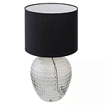 Настольная лампа с черным цилиндрическим тканевым абажуром и фактурным прозрачным основанием Black Cone варинант исполнения - 1 | Loft Concept в Костроме