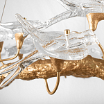 Люстра подвесная с прозрачными стеклянными птичками на ветвях Диаметр 80 см Serip Voa варинант исполнения - 9 | Loft Concept в Костроме