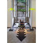 Дизайнерское кресло на металлическом каркасе с подставкой для ног Poltronova Mies Armchair варинант исполнения - 6 | Loft Concept в Костроме