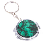 Зеркало брелок карманное двухстороннее из натурального камня Малахит Stone Mirrors варинант исполнения - 4 | Loft Concept в Костроме