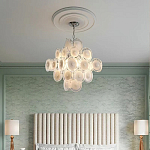 Люстра  с каскадом из круглых декоративных элементов  White Clear Glass Chandelier варинант исполнения - 5 | Loft Concept в Костроме