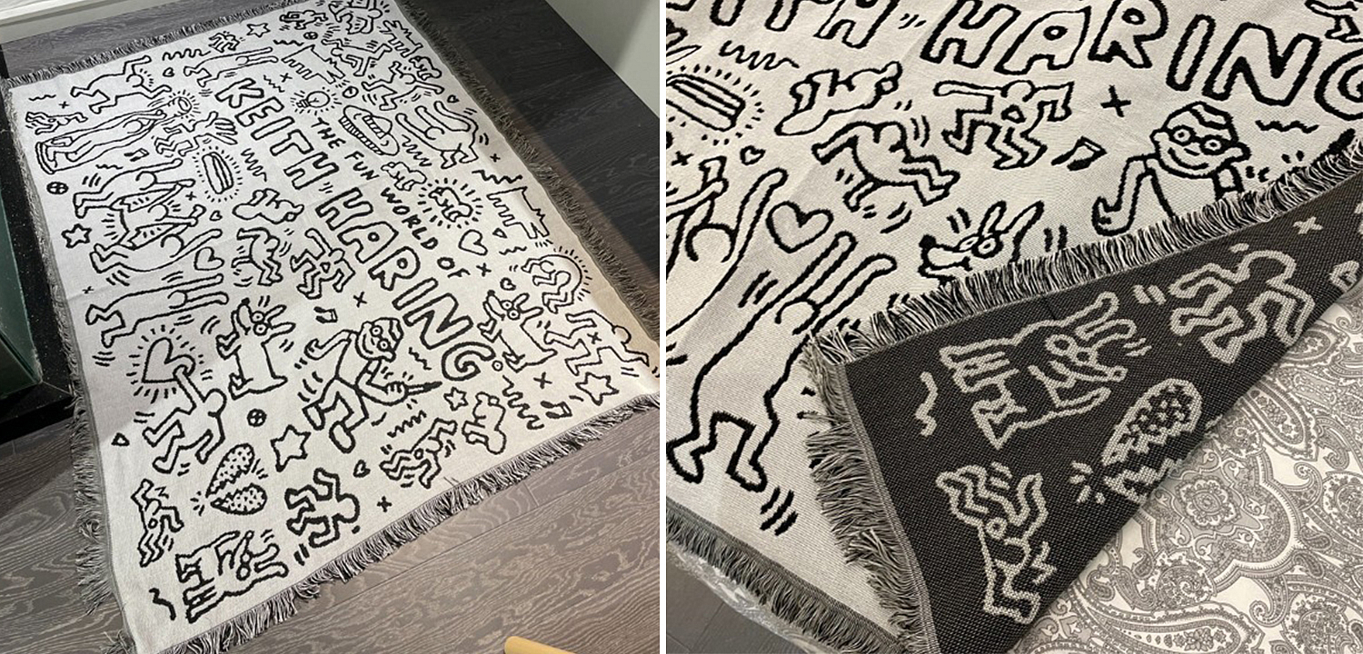 Покрывало граффити черно-белое Кит Харинг Keith Haring Bed Сover Покрывало граффити черно-белое Кит Харинг Keith Haring Bed Сover - Loft-Concept в Костроме