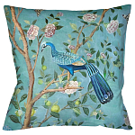 Подушка декоративная с изображением птицы в саду Chinoiserie Peacock in the Garden Cushion варинант исполнения - 1 | Loft Concept в Костроме