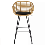 Стул барный с ротанговым плетением Half Bar Chair with Wicker с подлокотниками варинант исполнения - 1 | Loft Concept в Костроме