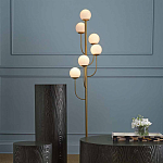 Торшер с 6-ю белыми стеклянными плафонами в форме шаров Gooseneck Pelle Chandelier варинант исполнения - 2 | Loft Concept в Костроме