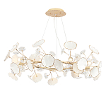 Люстра круглая с белыми лепестками из керамики и прозрачными хрустальными цветками Диаметр 82 см Wintery flovers варинант исполнения - 1 | Loft Concept в Костроме