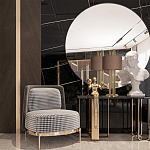 Настольная лампа с цилиндрическим абажуром из коричневой ткани и золотыми трубочками Brown Aura варинант исполнения - 4 | Loft Concept в Костроме