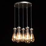 Люстра с 7-ю прозрачными плафонами из стекла в форме капли на круглом потолочном основании цвета хром Lucid Rain  варинант исполнения - 3 | Loft Concept в Костроме