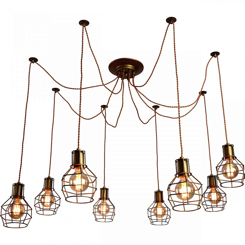 Люстра Loft Wire Cage Pendant 8 Brown Бронза Люстра Loft Wire Cage Pendant 8 Brown Бронза в Костроме | Loft Concept