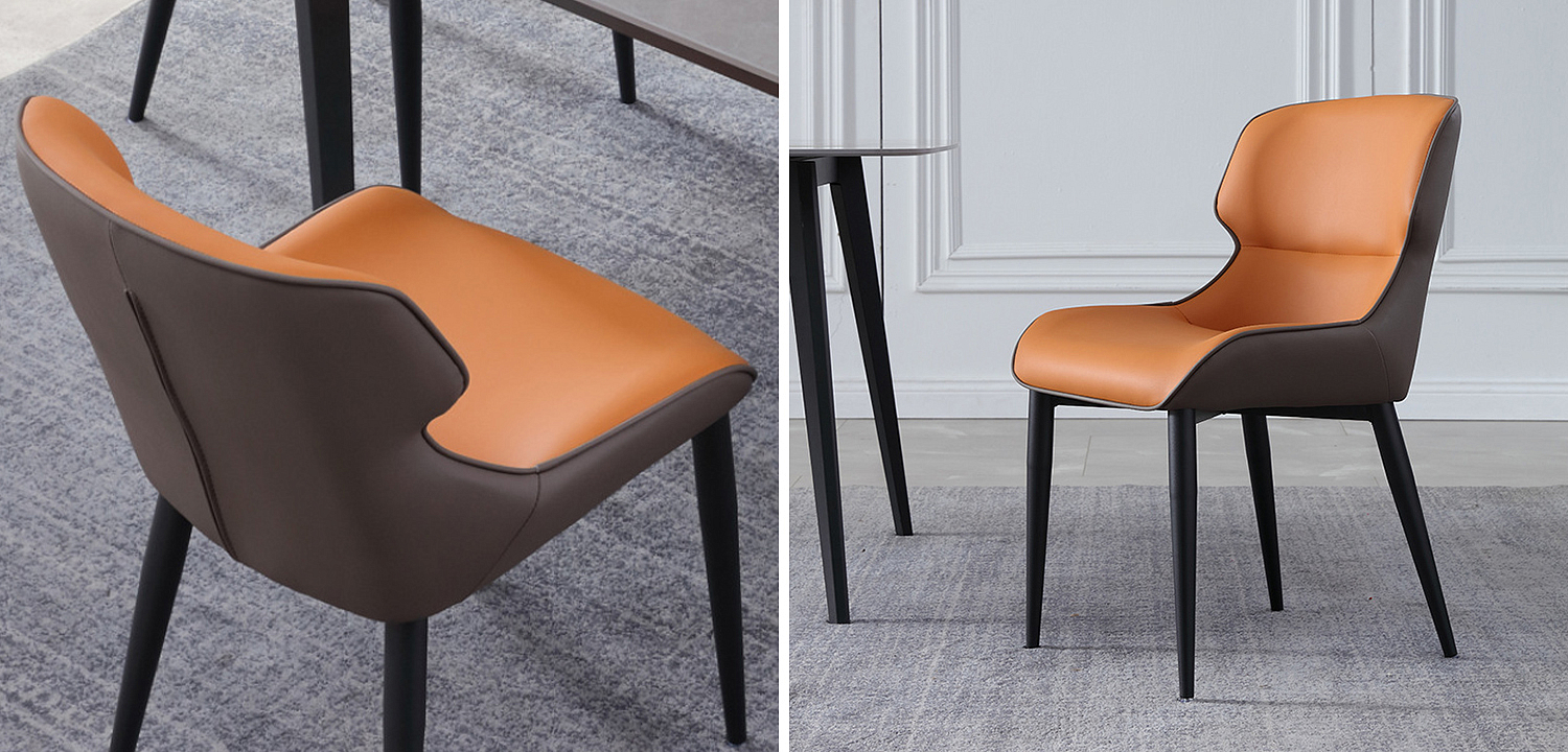 Стул с кожаной двухцветной обивкой Obrien Chair Orange and Grey Стул с кожаной двухцветной обивкой Obrien Chair Orange and Grey - Loft-Concept в Костроме