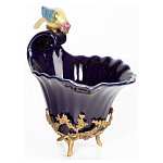 Чаша темно-синего цвета из фарфора с разноцветной птичкой Eden Garden porcelain and bronze варинант исполнения - 12 | Loft Concept в Костроме