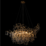 Подвесная люстра в виде ветвей деревьев золотого цвета с прозрачными подвесками-каплями 10 и 14 ламп Droplet Chandelier варинант исполнения - 4 | Loft Concept в Костроме