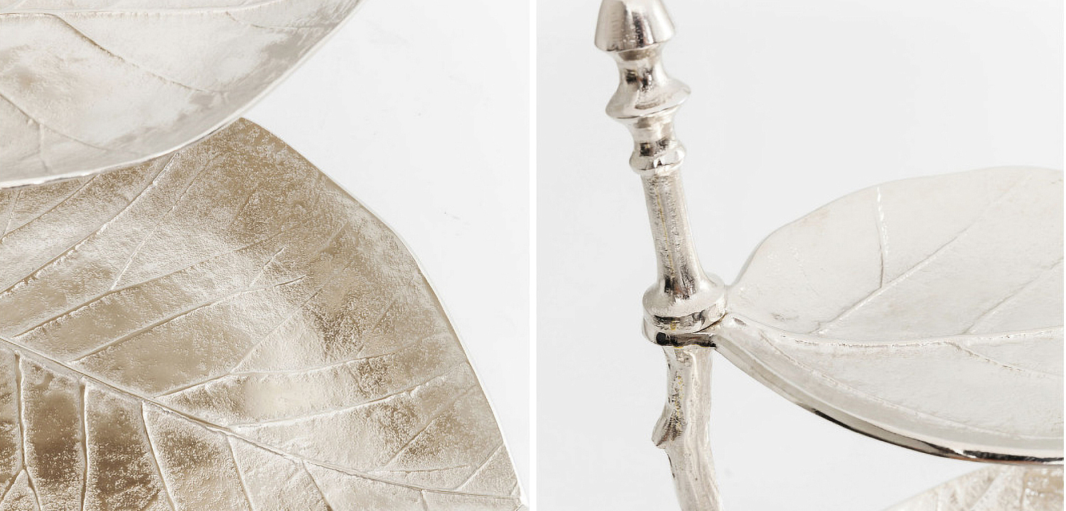 Блюдо трёхъярусное Chrome Leaves Блюдо трёхъярусное Chrome Leaves - Loft-Concept в Костроме