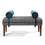 Банкетка Banquette PIED DE POULE с принтом гусиная лапка и синими подлокотниками  варинант исполнения - 1 | Loft Concept в Костроме