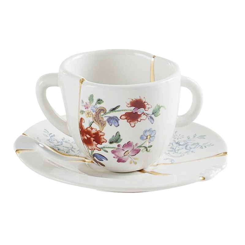 Кофейная пара Seletti Kintsugi Белый Золотой Мульти Кофейная пара Seletti Kintsugi Белый Золотой Мульти в Костроме | Loft Concept