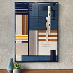 Панно из шнура Синяя геометрическая абстракция wall panel line Blue варинант исполнения - 1 | Loft Concept в Костроме