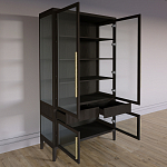 Витрина Primo со стеклянными фасадами и 2 ящиками Темный орех варинант исполнения - 6 | Loft Concept в Костроме