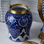 Ваза с насыщенным синим орнаментом и золотой крышкой Blue & White Ornament  варинант исполнения - 4 | Loft Concept в Костроме