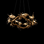 Люстра подвесная с прозрачными стеклянными птичками на ветвях Диаметр 80 см Serip Voa варинант исполнения - 8 | Loft Concept в Костроме