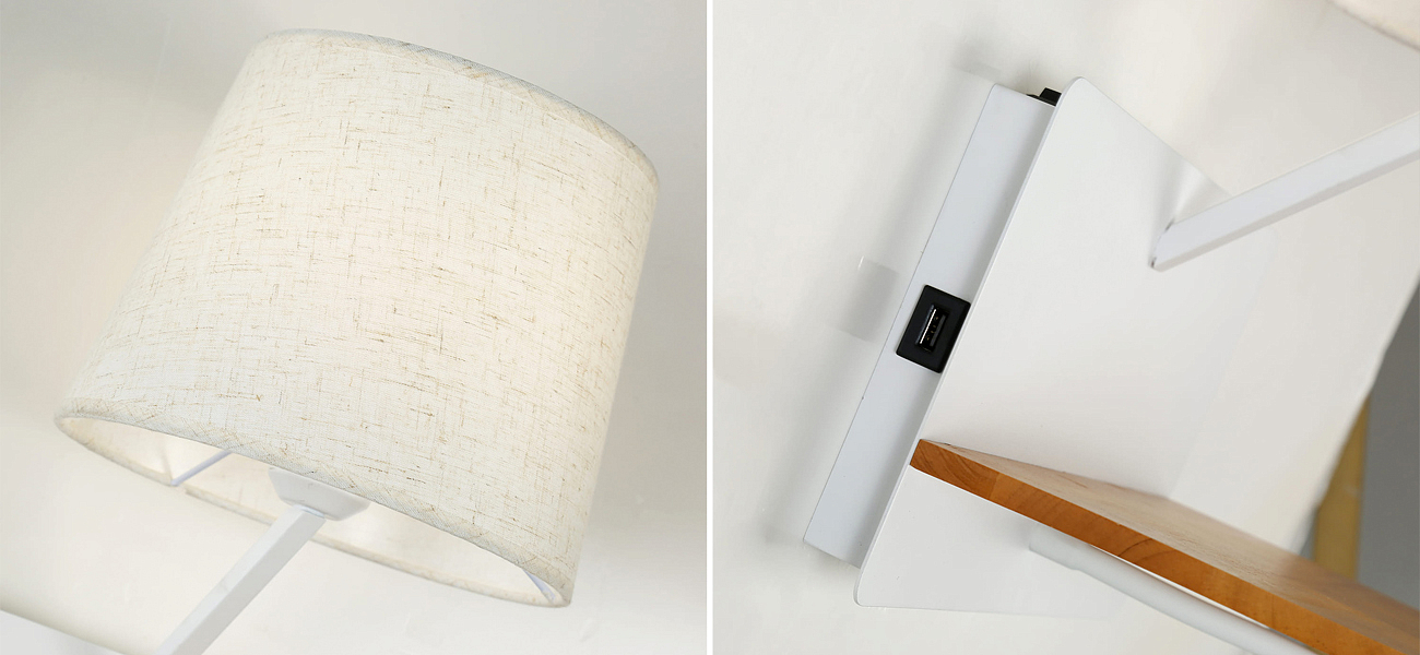 Бра с абажуром и гибким спотом Trumpet Wall White USB Бра с абажуром и гибким спотом Trumpet Wall White USB - Loft-Concept в Костроме