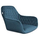 Стул с мягкой синей обивкой из велюра и подъемно-поворотным механизмом на черных колесиках Harper Blue варинант исполнения - 2 | Loft Concept в Костроме