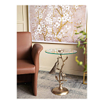 Столик с круглой стеклянной столешницей и корпусом в виде двух павлинов на ветке Table Two Peacocks варинант исполнения - 7 | Loft Concept в Костроме