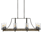 Люстра подвесная с восемью прозрачными стеклянными цилиндрическими плафонами в стиле лофт Feiss варинант исполнения - 1 | Loft Concept в Костроме